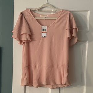 Michael Kors Blush Ruffle Sleeve Blouse